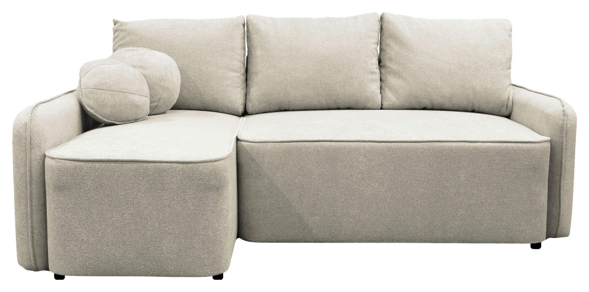 ECKSOFA in Struktur, Bouclé Creme  - Creme/Schwarz, Design, Kunststoff/Textil (143/209cm) - MID.YOU