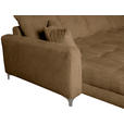 ECKSOFA Rostfarben Chenille Zierkissen, Rückenkissen, Rücken echt  - Chromfarben/Rostfarben, KONVENTIONELL, Textil/Metall (227/329cm) - Carryhome