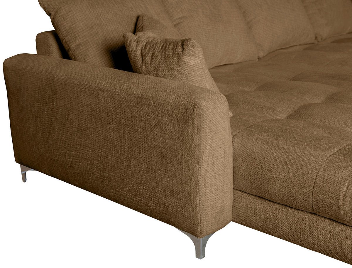 ECKSOFA in Chenille Rostfarben  227/329 cm  - Chromfarben/Rostfarben, KONVENTIONELL, Textil/Metall (227/329cm) - Carryhome