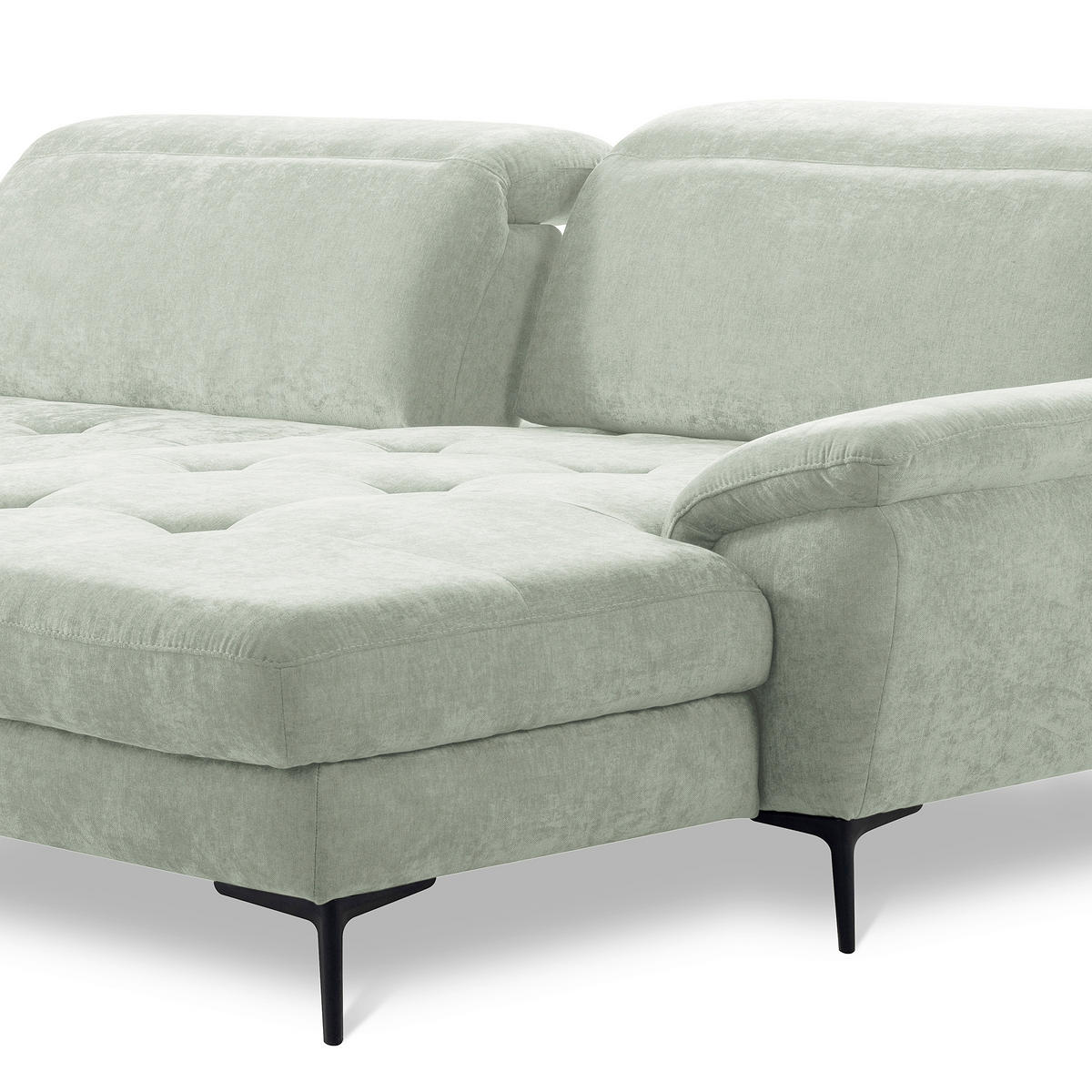 ECKSOFA  Webstoff Mintgrün  - Schwarz/Mintgrün, Design, Textil/Metall (268/195cm) - Livetastic