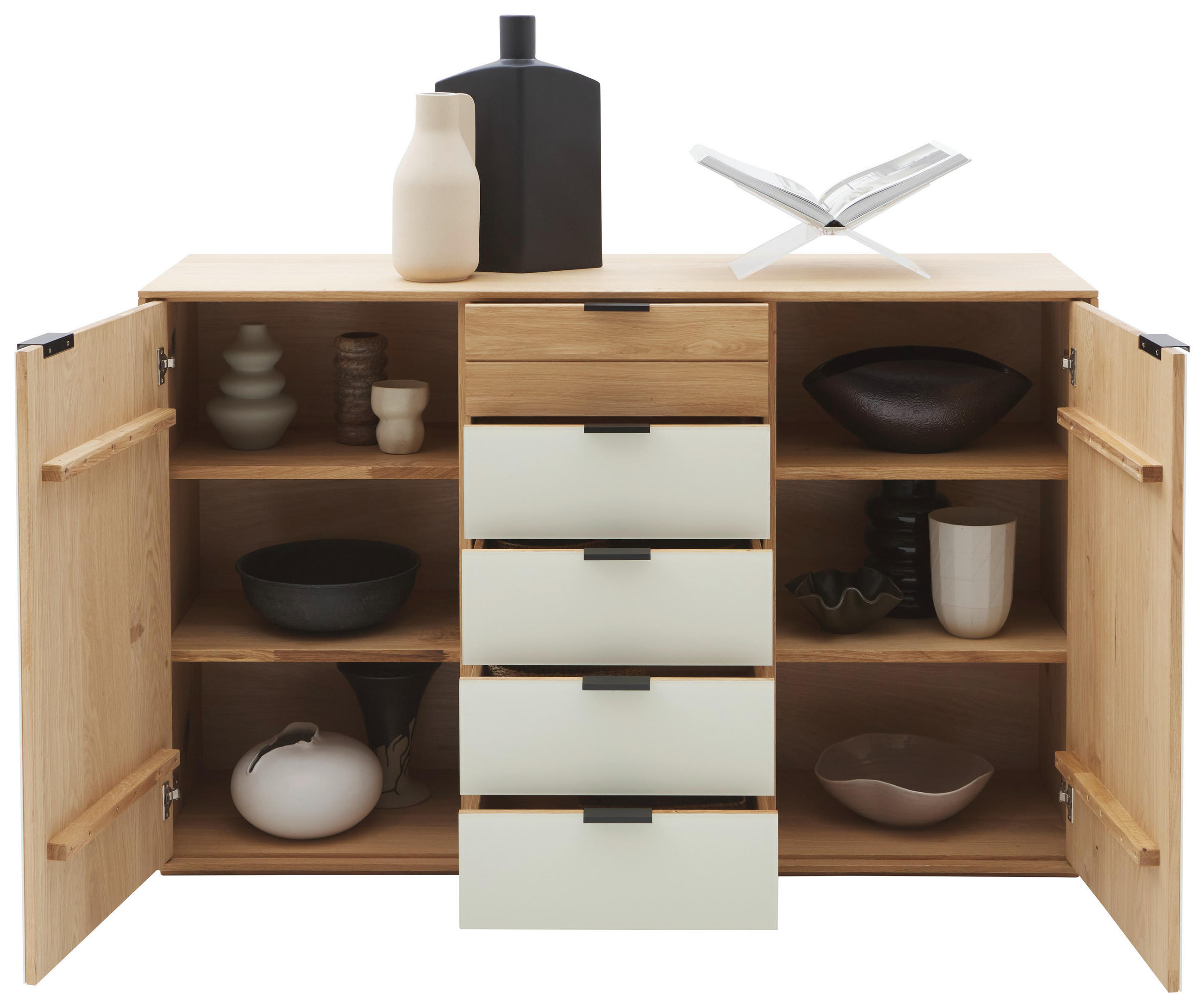 SIDEBOARD  in 150/94/44 cm  - Kaschmir/Eichefarben, Natur, Glas/Holz (150/94/44cm) - Valnatura