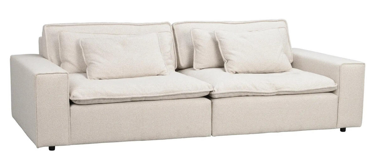 3-SITS SOFFA i beige  - beige/svart, Klassisk, metall/trä (259/85/116cm) - Rowico