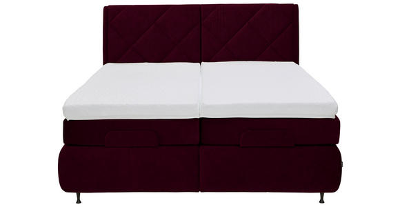 BOXSPRINGBETT 180/200 cm  in Bordeaux  - Bordeaux/Schwarz, KONVENTIONELL, Textil/Metall (180/200cm) - Dieter Knoll