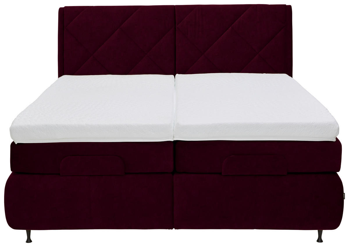 BOXSPRINGBETT 180/200 cm  in Bordeaux  - Bordeaux/Schwarz, Konventionell, Textil/Metall (180/200cm) - Dieter Knoll