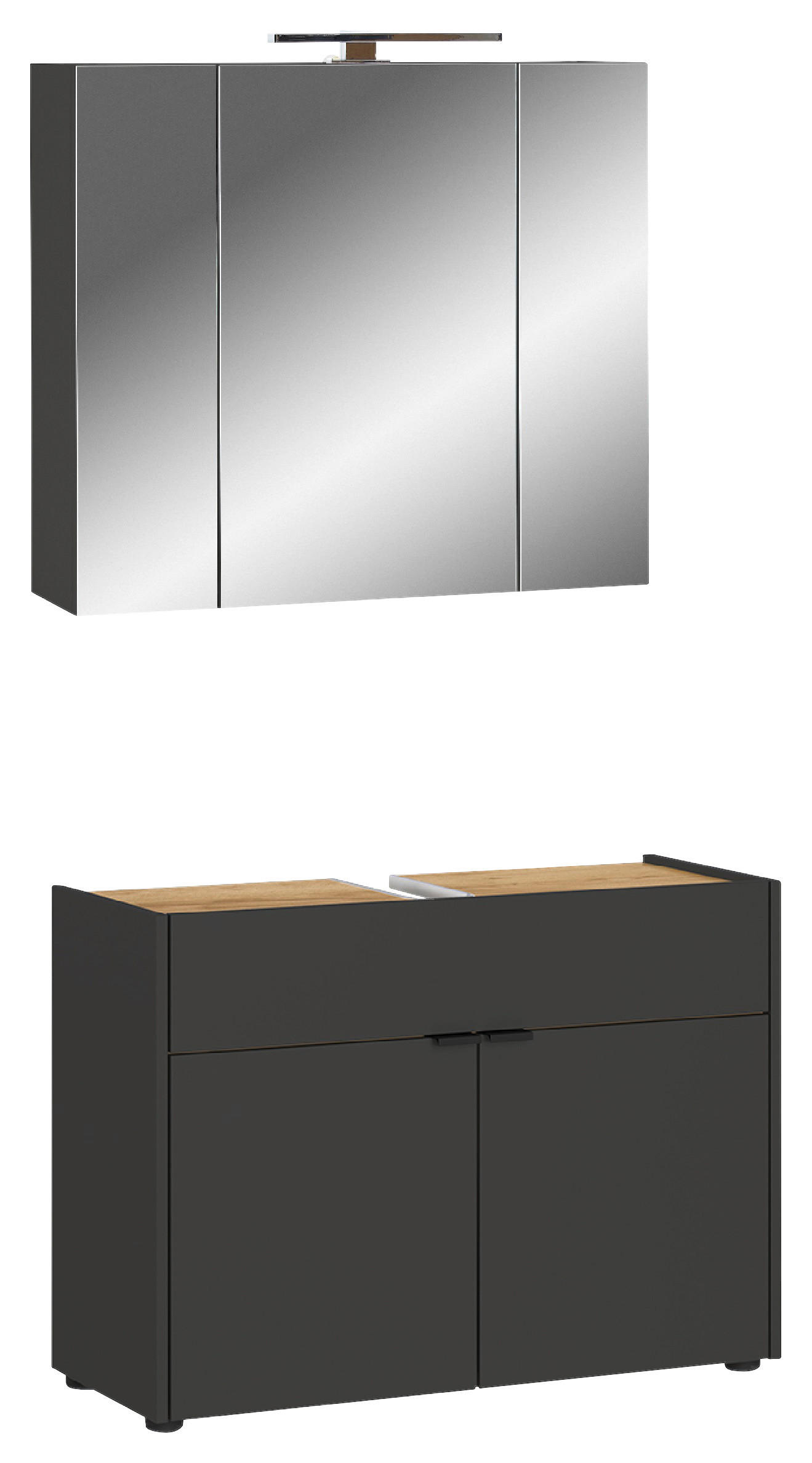 BADEZIMMER 2-teilig  in 80 cm  - Eichefarben/Schwarz, MODERN, Holzwerkstoff/Kunststoff (80cm) - Germania