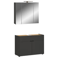 BADEZIMMER 2-teilig  in 80 cm  - Eichefarben/Schwarz, MODERN, Holzwerkstoff/Kunststoff (80cm) - Germania