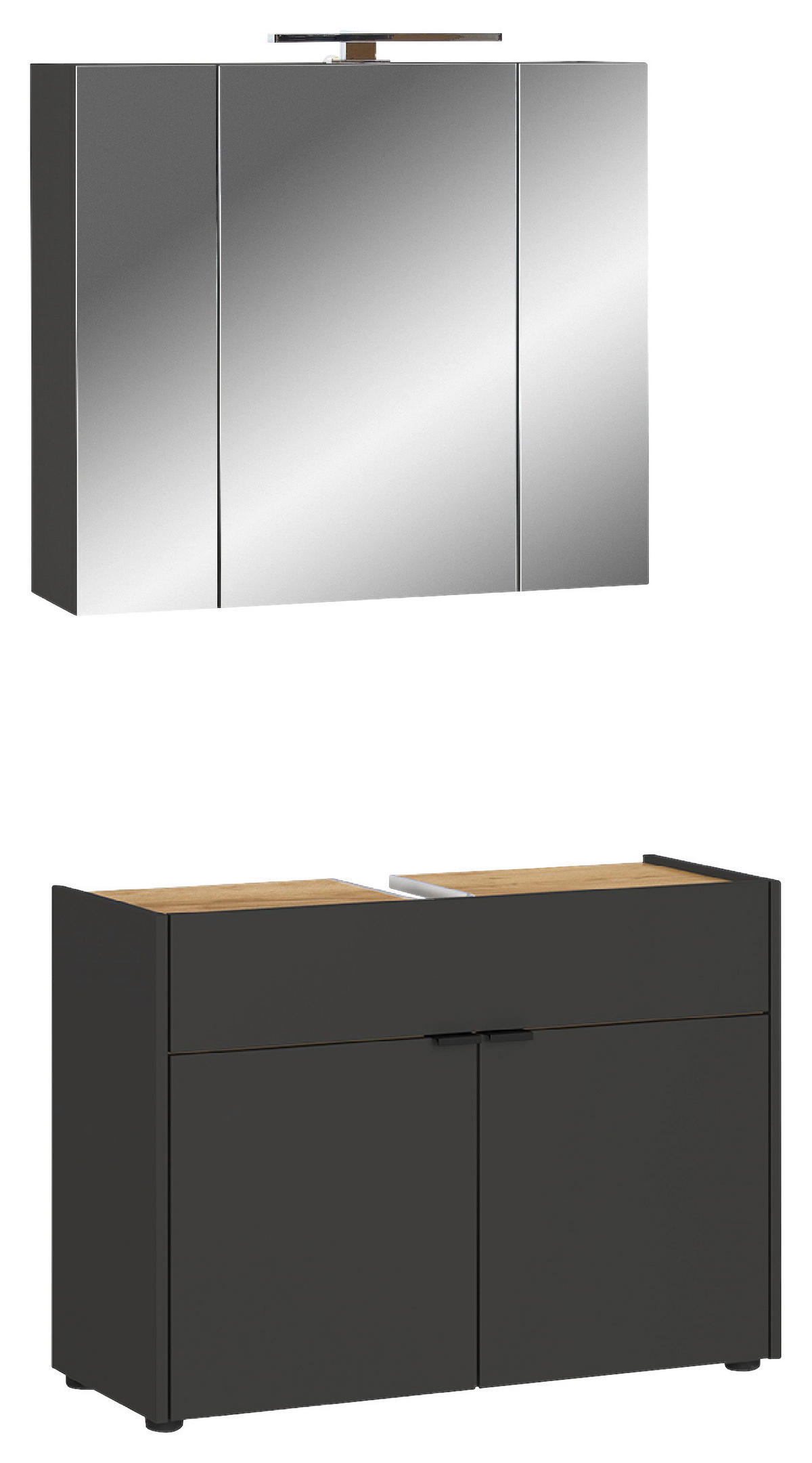 BADEZIMMER 2-teilig  in 80 cm  - Eichefarben/Schwarz, MODERN, Holzwerkstoff/Kunststoff (80cm) - Germania