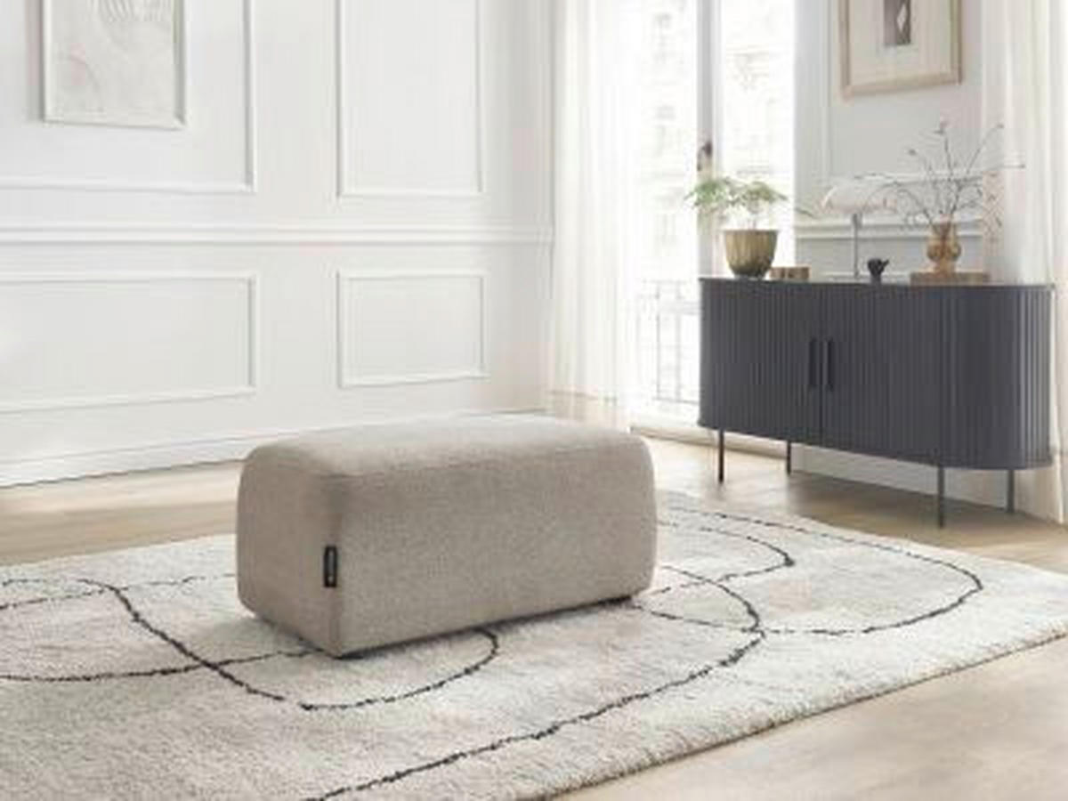 HOCKER ATILLA Flachgewebe Taupe  - Taupe/Schwarz, MODERN, Kunststoff/Textil (92/44/48cm)