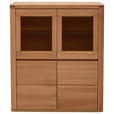 HIGHBOARD Kernbuche  118,4/139,6/37,7 cm  - Kernbuche/Grau, KONVENTIONELL, Glas/Holz (118,4/139,6/37,7cm) - Voleo