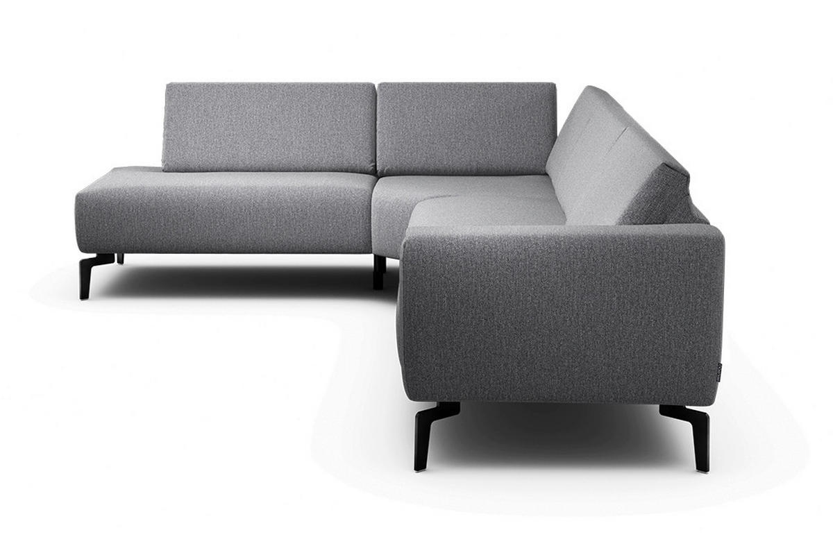 ECKSOFA Cosy Anthrazit Chenille  - Anthrazit/Schwarz, Design, Textil/Metall (213/296cm) - SENSOO