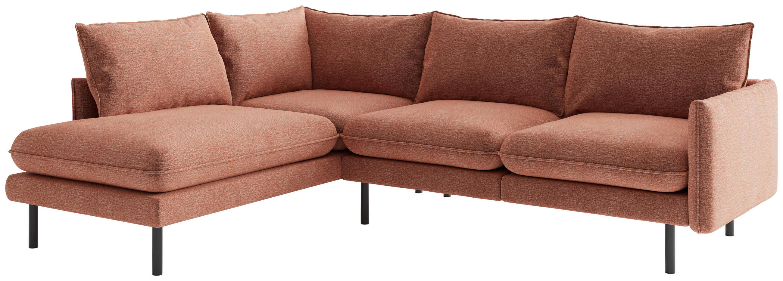 ECKSOFA Altrosa Flachgewebe  - Edelstahlfarben/Altrosa, Design, Textil/Metall (267/204cm) - Livetastic