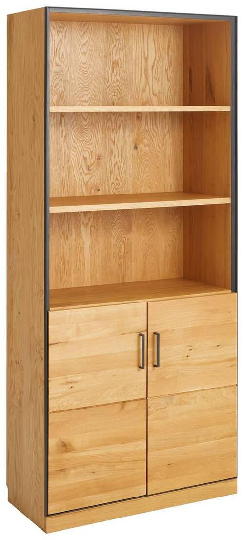 AKTENREGAL Asteiche teilmassiv Graphitfarben, Eichefarben - Eichefarben/Anthrazit, Natur, Holz/Holzwerkstoff (86/197/40cm) - Linea Natura