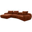 ECKSOFA  in Chenille Rostfarben Rückenkissen, Rücken echt  176/362 cm  - Rostfarben/Schwarz, KONVENTIONELL, Kunststoff/Textil (176/362cm) - Carryhome