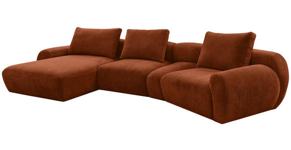 ECKSOFA  in Chenille Rostfarben Rückenkissen, Rücken echt  176/362 cm  - Rostfarben/Schwarz, KONVENTIONELL, Kunststoff/Textil (176/362cm) - Carryhome