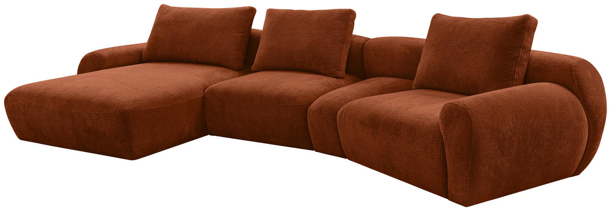 ECKSOFA Rostfarben Chenille  - Rostfarben/Schwarz, KONVENTIONELL, Kunststoff/Textil (176/362cm) - Carryhome
