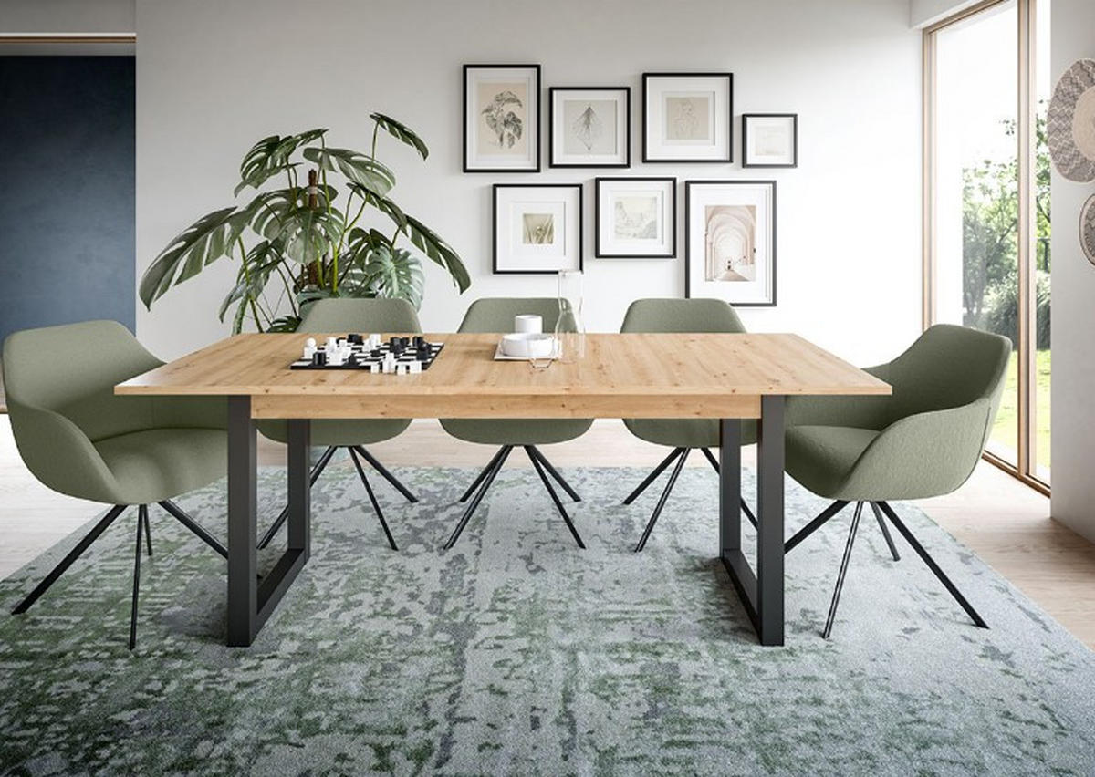 AUSZIEHTISCH Eiche Artisan rechteckig  ausziehbar  - Anthrazit/Eiche Artisan, KONVENTIONELL, Holzwerkstoff (150-190cm) - MID.YOU