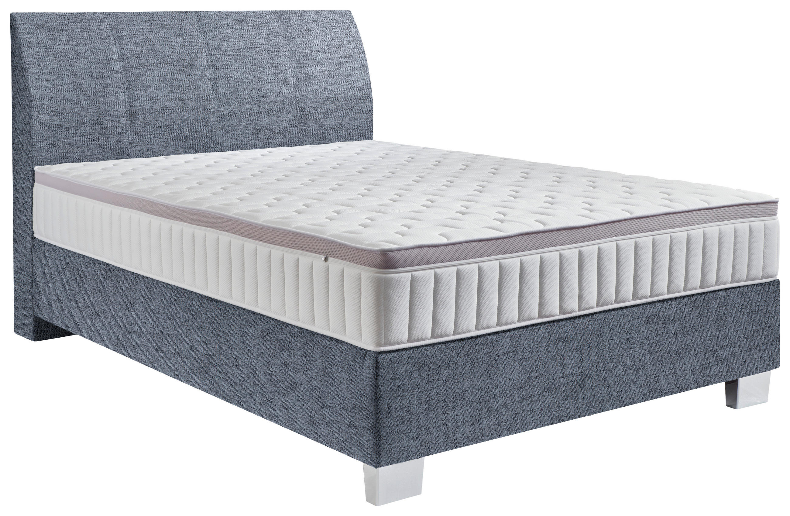 BOXSPRINGBETT 140/200 cm  in Blau  - Chromfarben/Blau, KONVENTIONELL, Kunststoff/Textil (140/200cm) - Hom`in