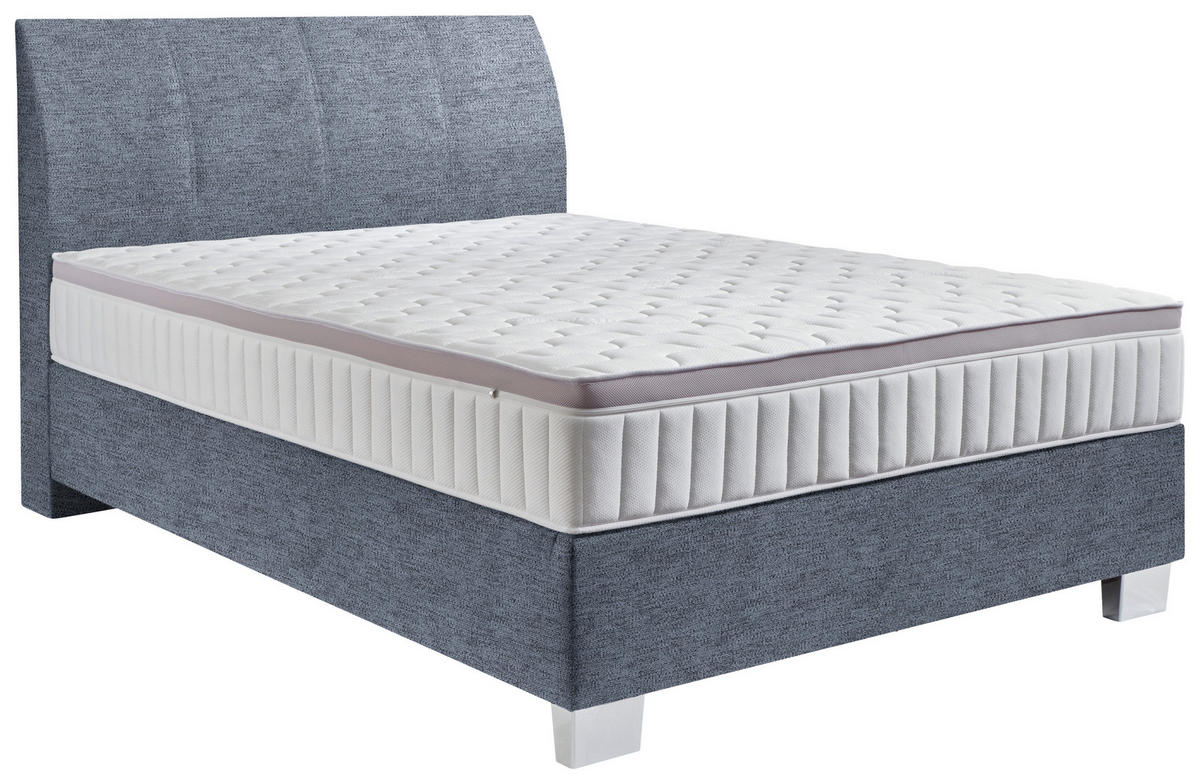 BOXSPRINGBETT 140/200 cm  in Blau  - Chromfarben/Blau, Konventionell, Kunststoff/Textil (140/200cm) - Hom`in