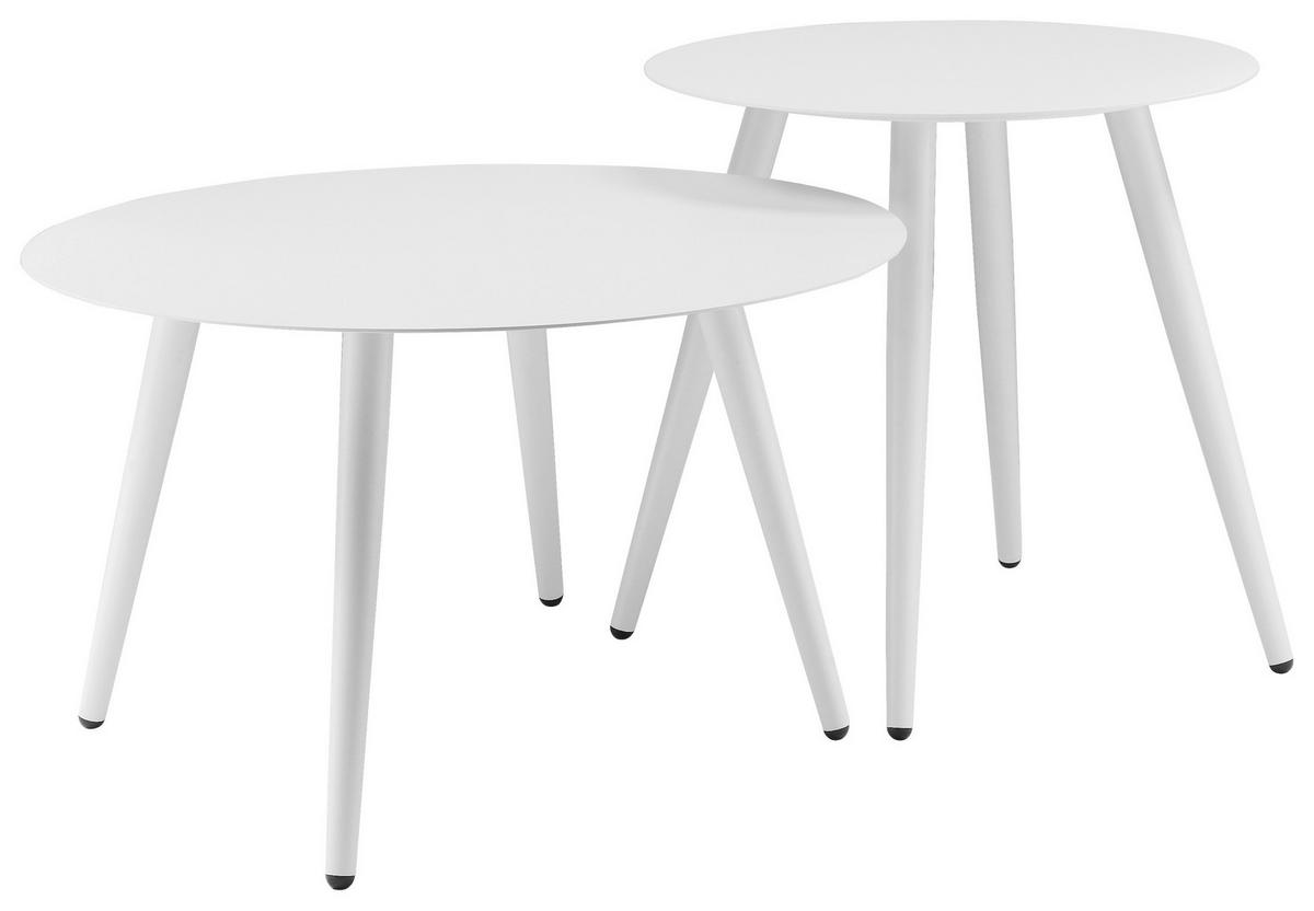 COUCHTISCHSET in Metall 45-60/45-60/38-45,5 cm  - Weiss, Design, Metall (45-60/45-60/38-45,5cm) - Carryhome