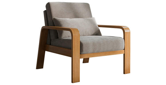 FERNSEHSESSEL mit Mikrofaser Cappuccino - Eichefarben/Cappuccino, KONVENTIONELL, Holz/Textil (79/91/93cm) - Cantus