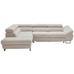 ECKSOFA Taupe Webstoff  - Taupe/Schwarz, Design, Textil/Metall (235/280cm) - Hom`in