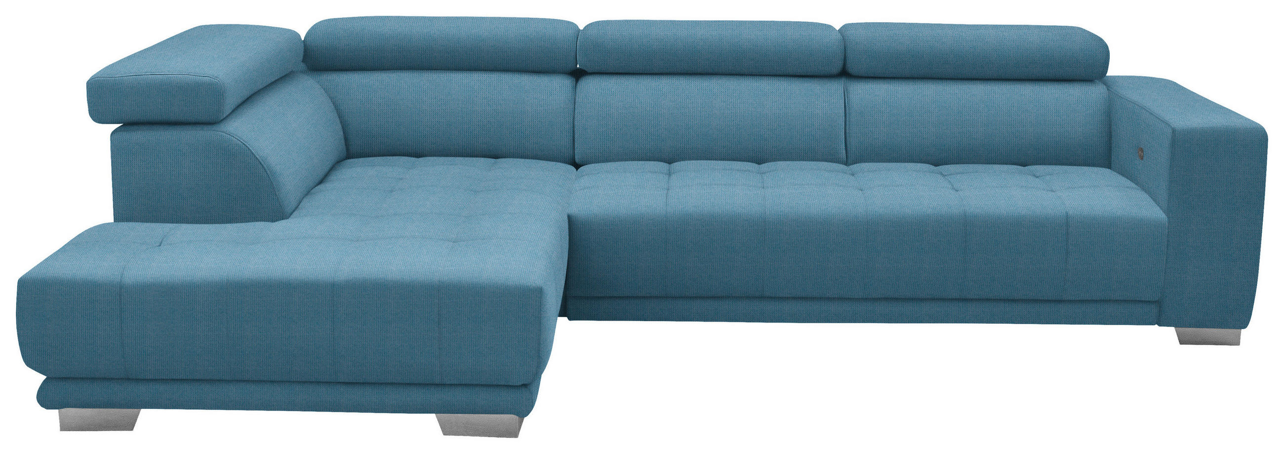 ECKSOFA in Mikrofaser Pastellblau  - Chromfarben/Pastellblau, Design, Textil/Metall (207/301cm) - Xora