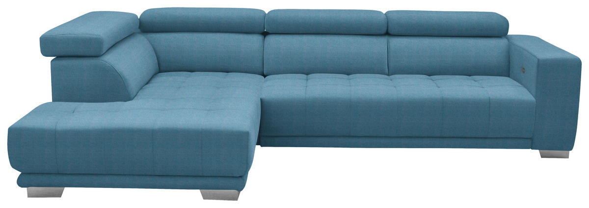 ECKSOFA in Mikrofaser Pastellblau  - Chromfarben/Pastellblau, Design, Textil/Metall (207/301cm) - Xora