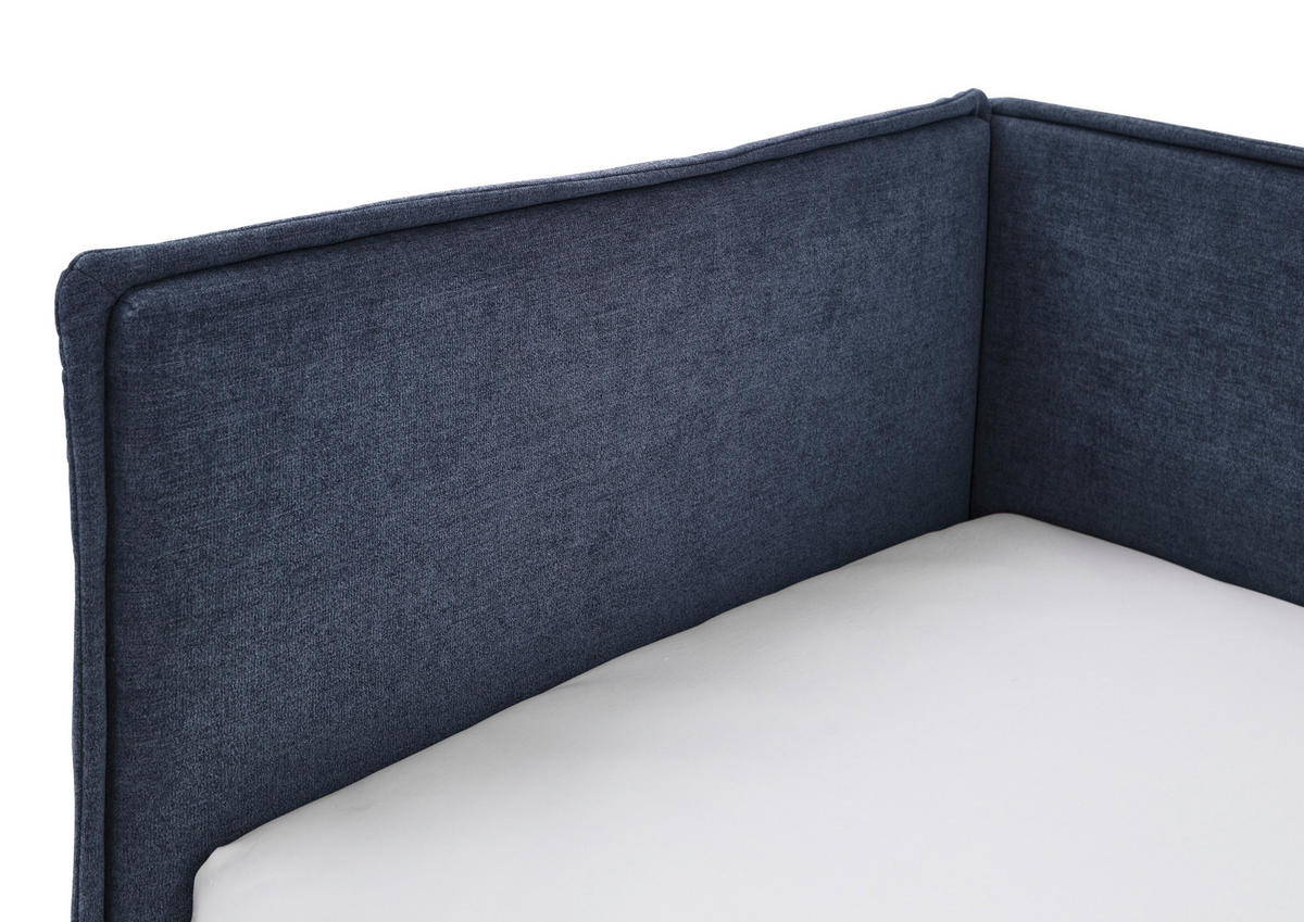 POLSTERLIEGE Flachgewebe Dunkelblau  - Eichefarben/Birkefarben, KONVENTIONELL, Holz/Textil (140/200cm) - Stylife