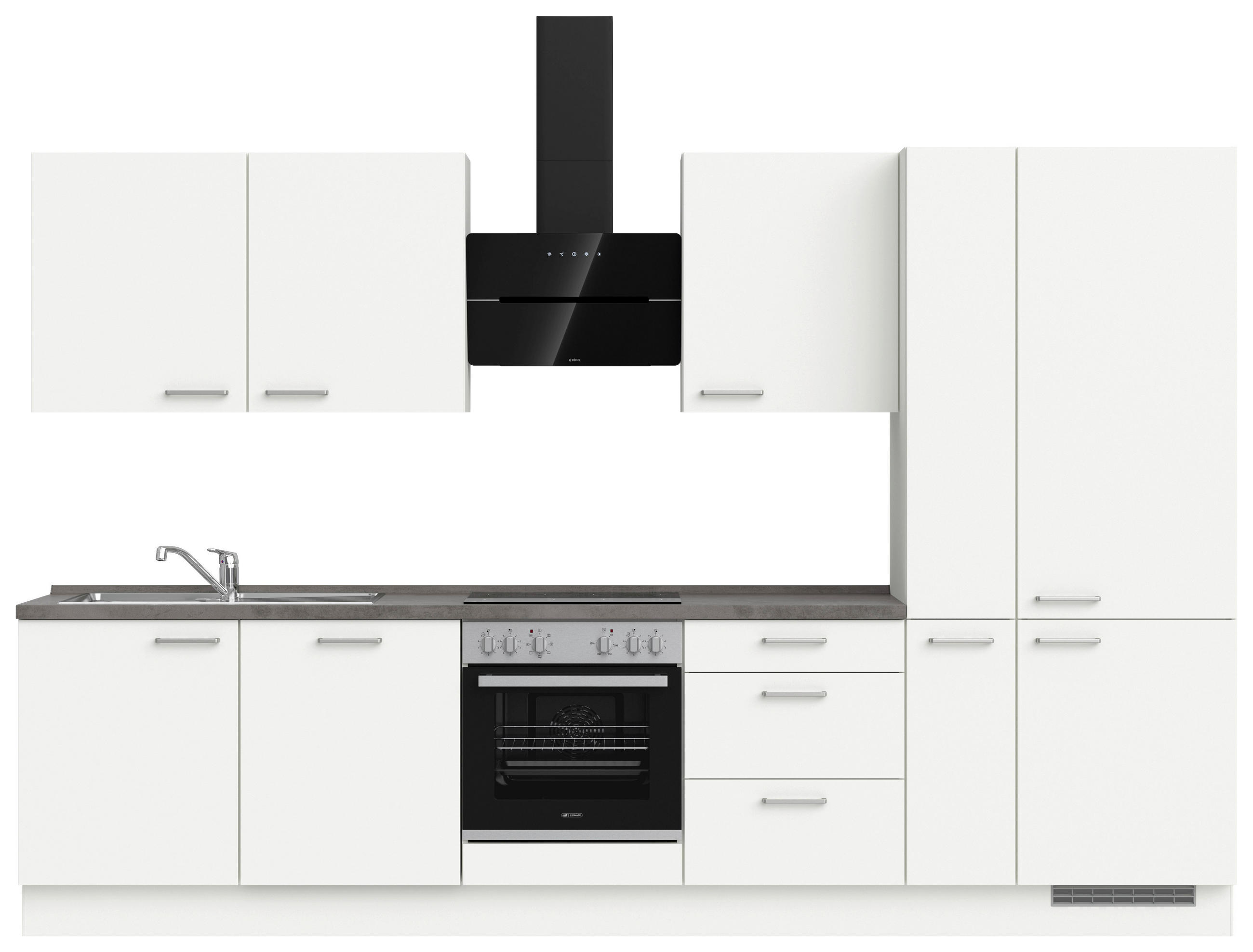 KÜCHENLEERBLOCK 330 cm   in Grau, Weiß  - Edelstahlfarben/Weiß, MODERN, Holzwerkstoff/Metall (330cm) - Nobilia