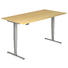 SCHREIBTISCH - Silberfarben/Ahornfarben, KONVENTIONELL, Holzwerkstoff/Metall (200/63,5-128,5/100cm) SCHREIBTISCH - Silberfarben/Ahornfarben, KONVENTIONELL, Holzwerkstoff/Metall (200/63,5-128,5/100cm)