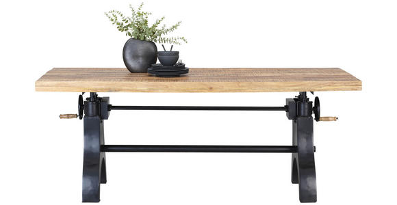 ESSTISCH - Schwarz/Naturfarben, Trend, Holz/Metall (200/90/77,5-93cm) - Ambia Home