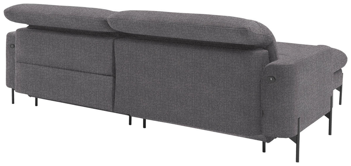 ECKSOFA in Flachgewebe Grau  - Schwarz/Grau, Design, Textil/Metall (191/252cm) - Dieter Knoll