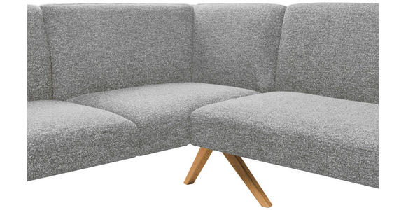 ECKBANK 172/218 cm Webstoff Hellgrau Eiche vollmassiv   - Eichefarben/Hellgrau, KONVENTIONELL, Holz/Textil (172/218cm) - Linea Natura