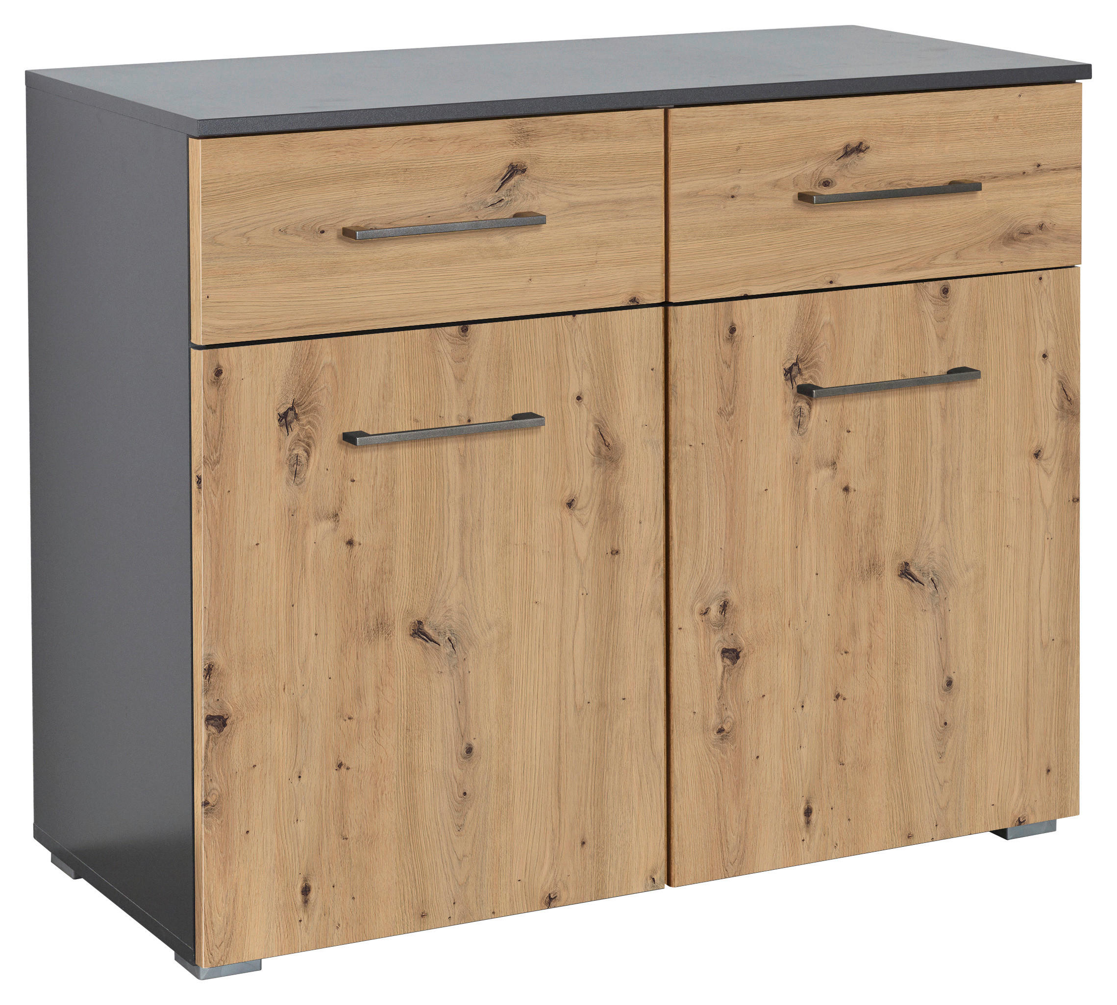 KOMMODE 93/81/42 cm in Dunkelgrau, Eiche Artisan - Dunkelgrau/Alufarben, Modern, Holzwerkstoff/Kunststoff (93/81/42cm) - Rauch Möbel