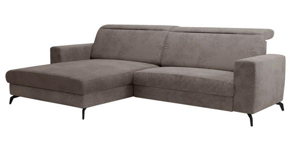 ECKSOFA Taupe Cord  - Taupe/Schwarz, KONVENTIONELL, Textil/Metall (178/290cm) - Cantus
