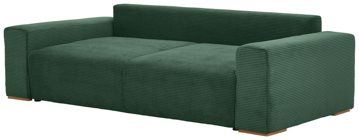 SCHLAFSOFA in Cord Grün  - Buchefarben/Schwarz, Konventionell, Holz/Kunststoff (255/86/123cm) - Livetastic