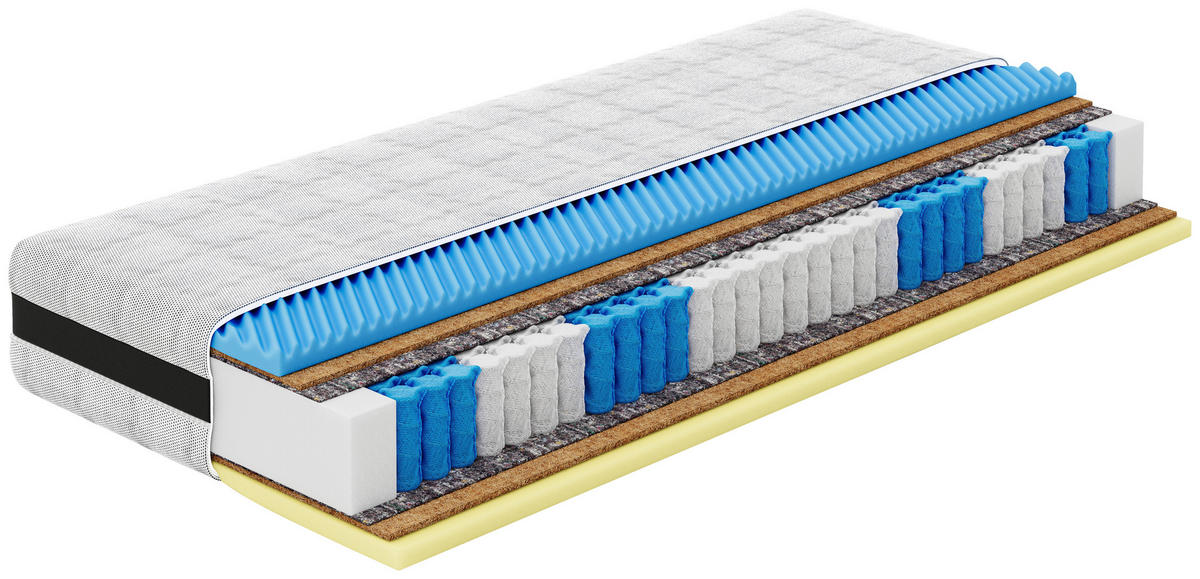 TASCHENFEDERKERNMATRATZE 180/200 cm, Höhe ca.: 26 cm, H4 = sehr fest, 7-Zonen - Grau, Basics, Textil (180/200cm) - Esposa