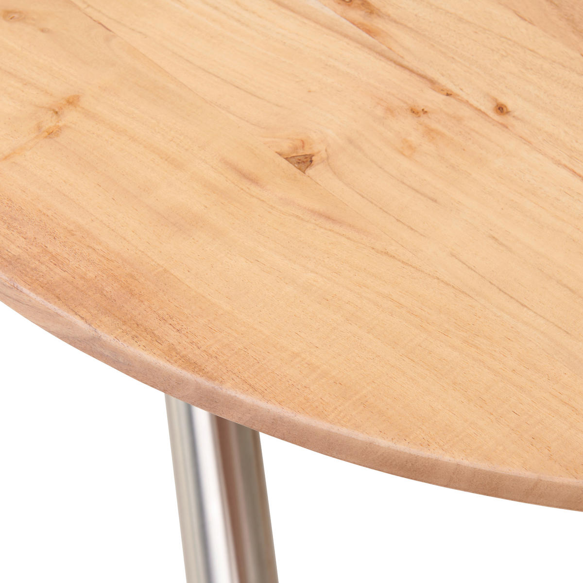 ESSTISCH Akazie vollmassiv oval Akaziefarben, Edelstahlfarben  - Edelstahlfarben/Akaziefarben, MODERN, Holz/Stein (115/76/115cm) - MID.YOU