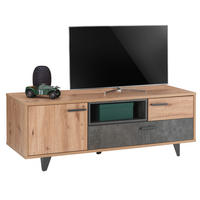 TV-ELEMENT Holzwerkstoff Dunkelgrau, Eiche Artisan  - Dunkelgrau/Schwarz, Design, Holzwerkstoff/Kunststoff (155/55/52cm) - Carryhome