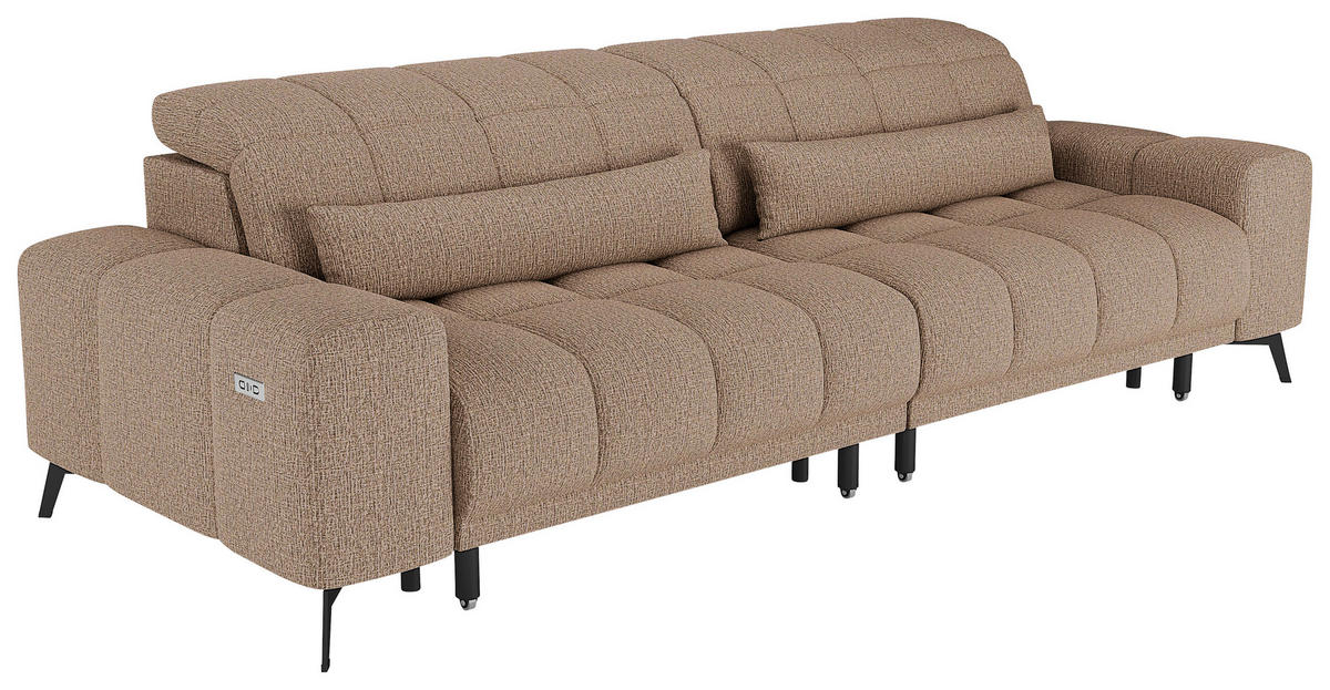 BIGSOFA Chenille Beigebraun  - Beigebraun/Schwarz, MODERN, Textil/Metall (300/112cm) - Xora