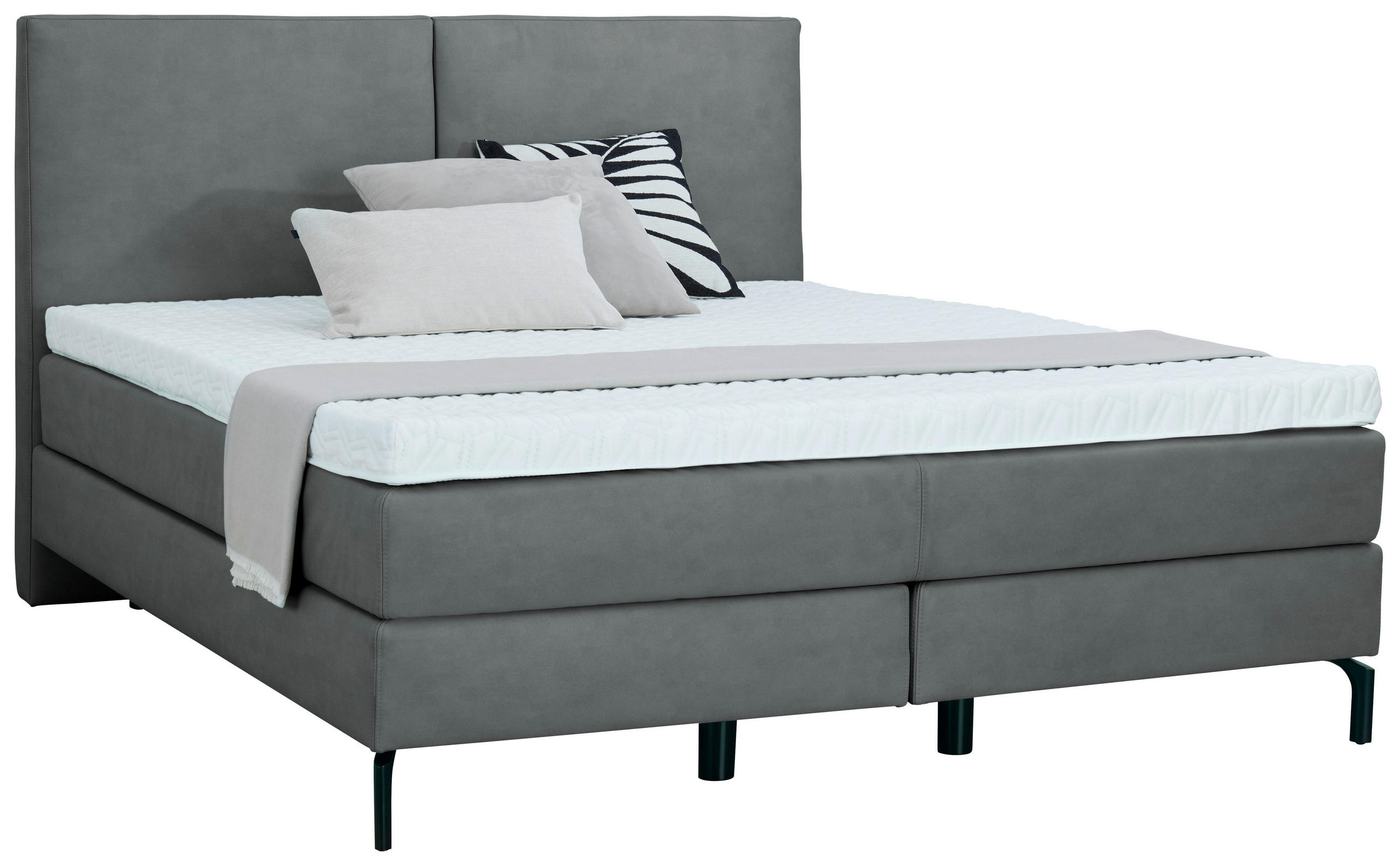 BOXSPRINGBETT 180/200 cm  in Anthrazit  - Anthrazit/Schwarz, KONVENTIONELL, Textil/Metall (180/200cm) - Dieter Knoll