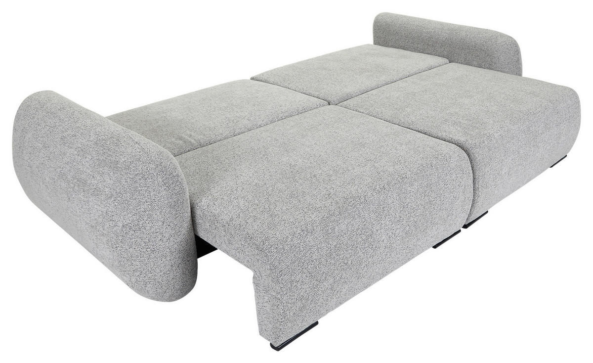 SCHLAFSOFA Flachgewebe Grau  inkl. Zierkissen, Rückenkissen, Bettkasten, Schlaffunktion, Rücken echt, Liegefläche im Originalstoff  - Schwarz/Grau, KONVENTIONELL, Kunststoff/Textil (250/74/92cm) - Carryhome