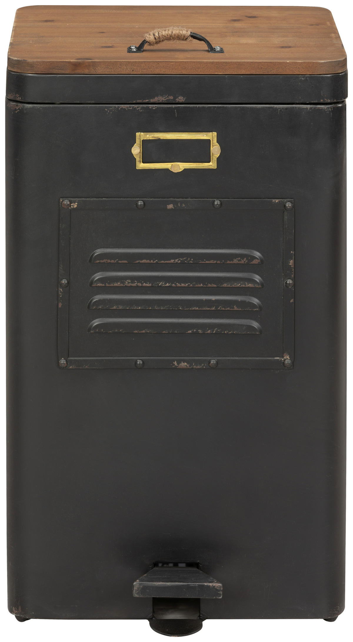 ABFALLEIMER 51.2 l  Holz, Metall  - Schwarz/Naturfarben, KONVENTIONELL, Holz/Metall (35/63/45.5cm) - Livetastic
