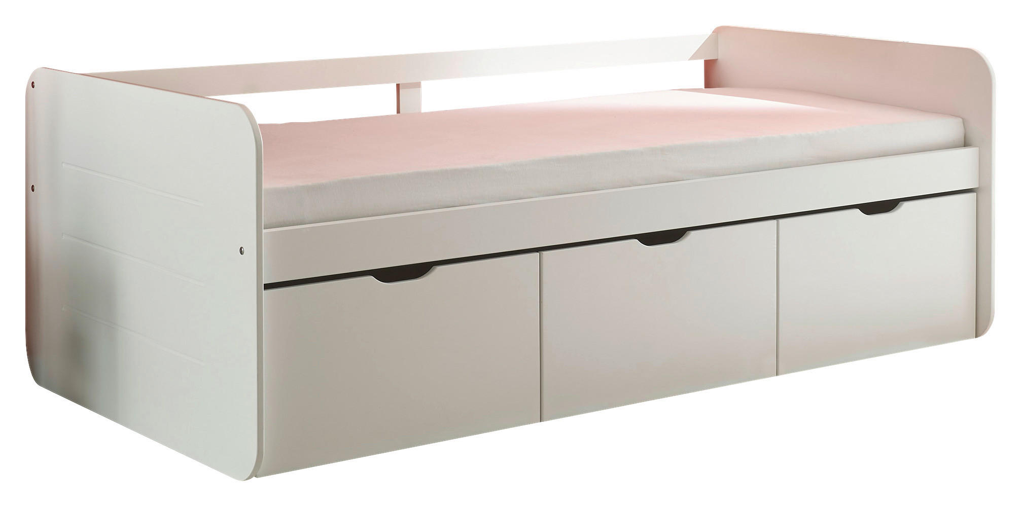 STAURAUMBETT 90/200 cm  in Weiß  - Weiß/Nickelfarben, KONVENTIONELL, Holz/Holzwerkstoff (90/200cm) - Xora