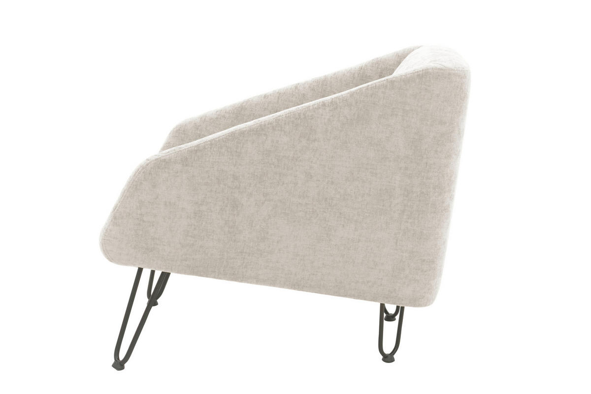 SESSEL in Chenille Creme  - Creme/Schwarz, Basics, Textil/Metall (60/71/83cm) - Livetastic