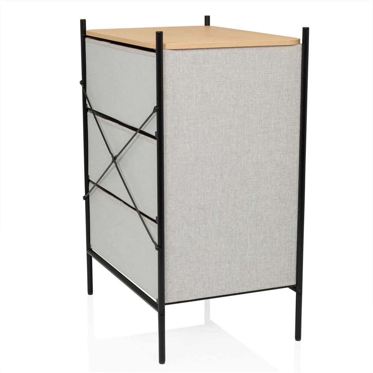 BYRÅ 58/79/39 cm  - ljusbrun/svart, Modern, metall/trämaterial (58/79/39cm) - MID.YOU