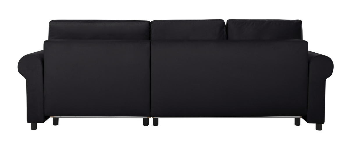 ECKSOFA in Schwarz  - Buchefarben/Schwarz, Design, Holz/Textil (266/161cm) - MID.YOU