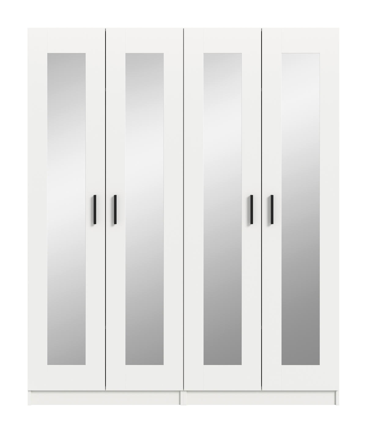 DREHTÜRENSCHRANK 160/194/56 cm,  in Weiß, 4 Tür(en)-türig  - Schwarz/Weiß, ROMANTIK / LANDHAUS, Holzwerkstoff/Kunststoff (160/194/56cm) - Livetastic