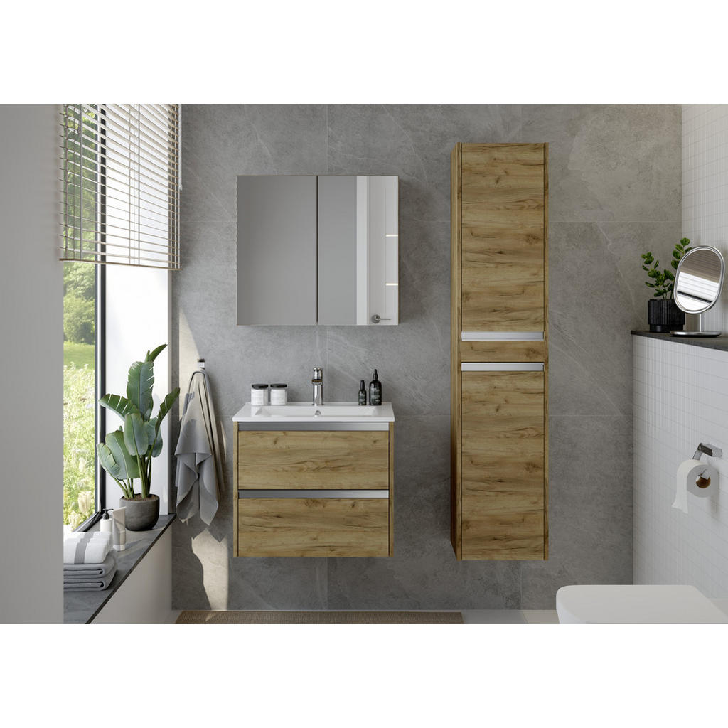 Thumbnail - Mid.you Hochschrank, Eiche, Holzwerkstoff, 2 Fächer, 35x160x30 cm, hängend, Badezimmer, Badezimmerschränke, Hochschränke