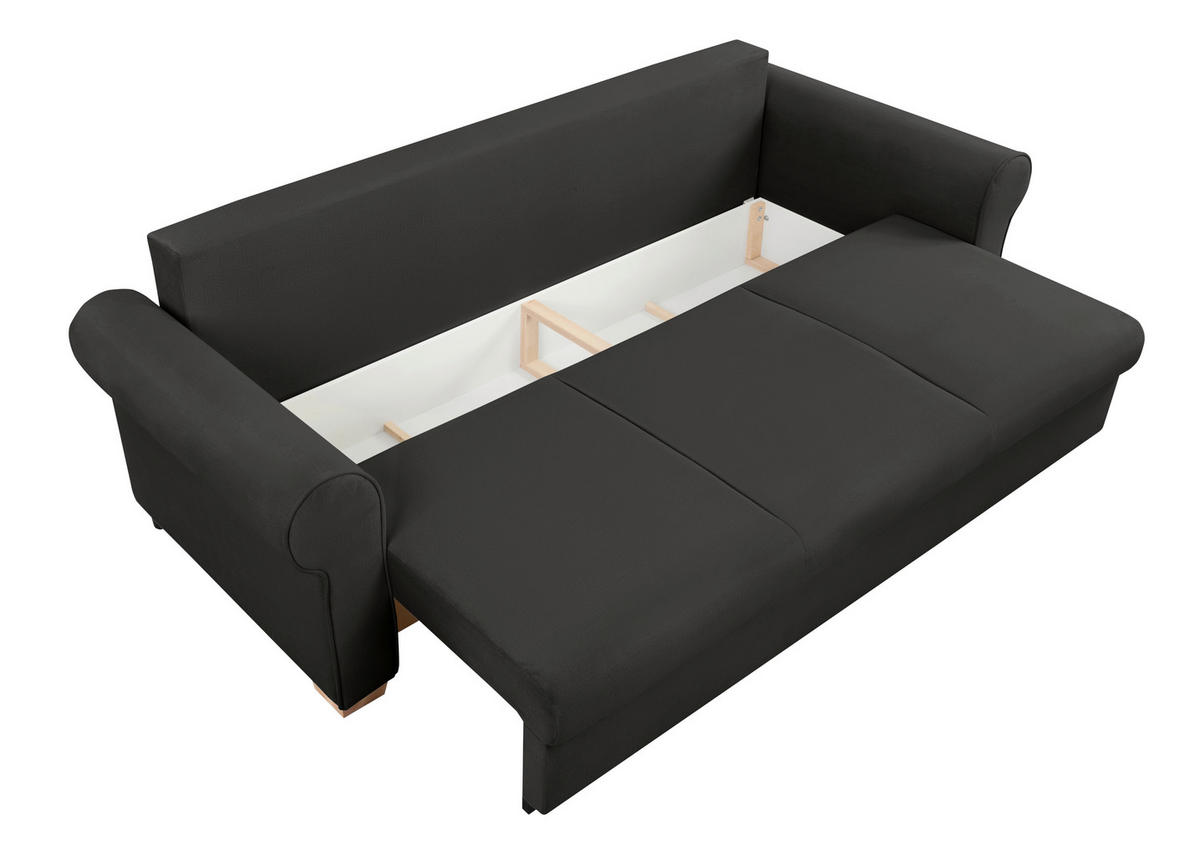 SCHLAFSOFA  mit Bettkasten erhältlich, Liegefunktion, Rücken echt, Armteil links, Armteil rechts Schwarz  - Buchefarben/Schwarz, Design, Holz/Textil (240/94/98cm) - MID.YOU